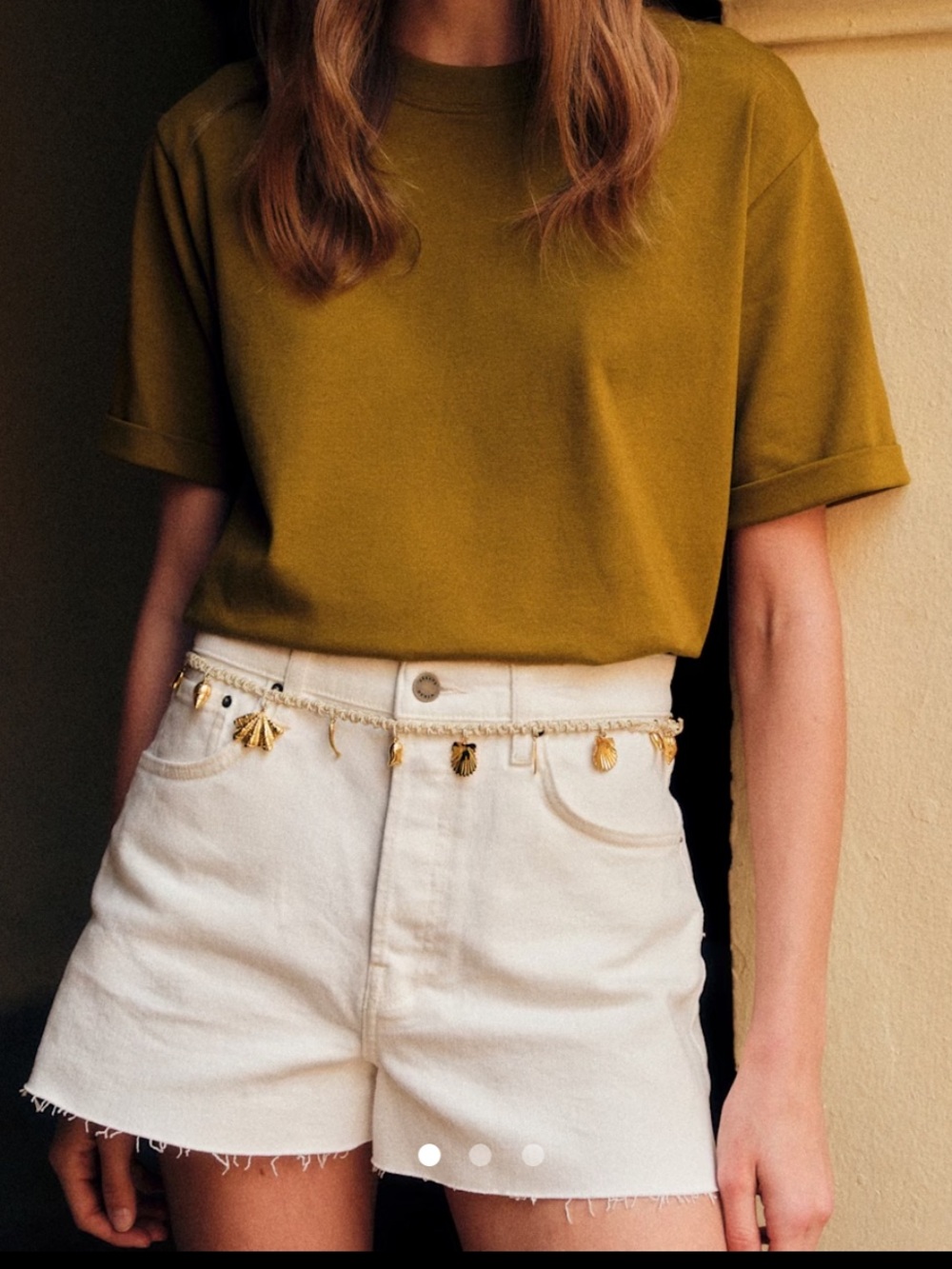 Sezane Le Summer Ecru Cream High-Rise Cutoff Denim Shorts NWOT